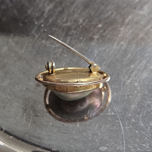 ANTIQUE 10k Grey Mabe Pearl Pin Brooch - Picture 6 of 8